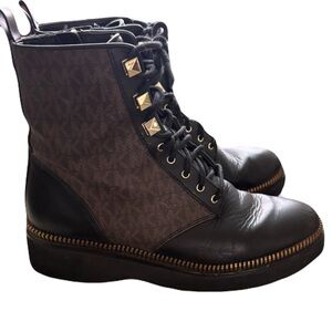 Michael Kors Black and Brown Combat Boots